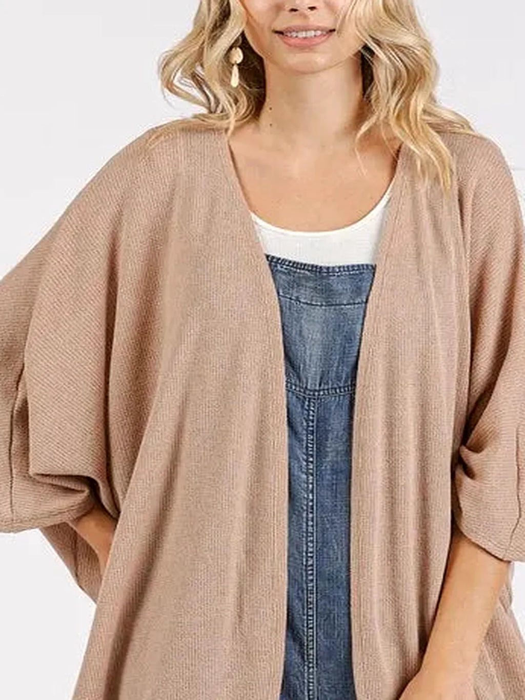 Open Front Batwing Sleeve Cardigan with Kimono Sleeves
