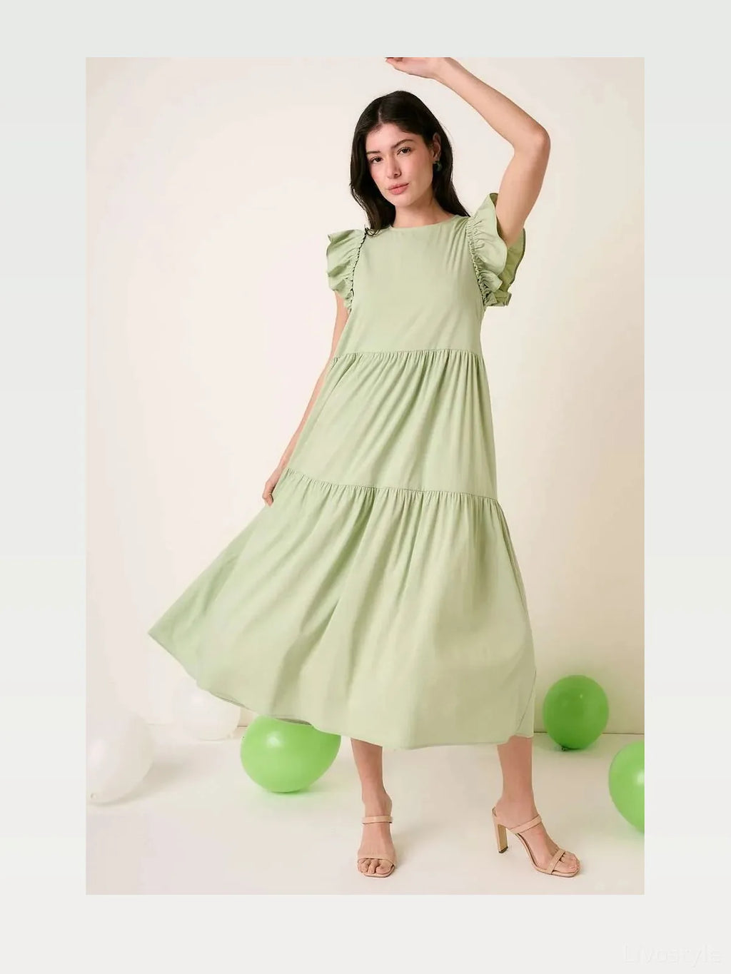 Ruffle Short Sleeve Tiered Maxi Dress
