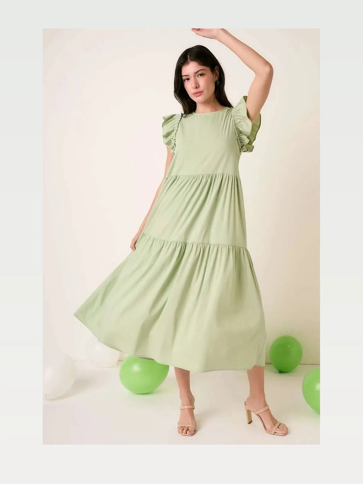 Ruffle Short Sleeve Tiered Maxi Dress