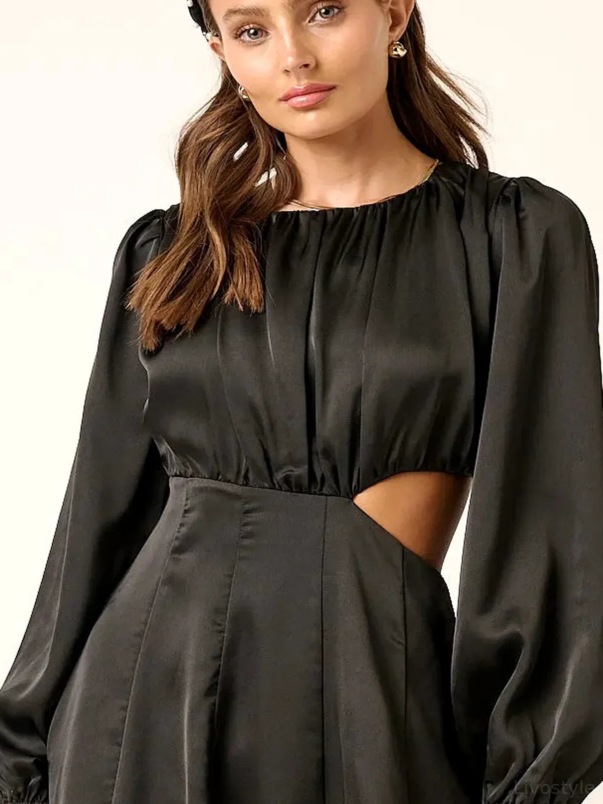 Satin Mini Dress with Side Cutout Detail