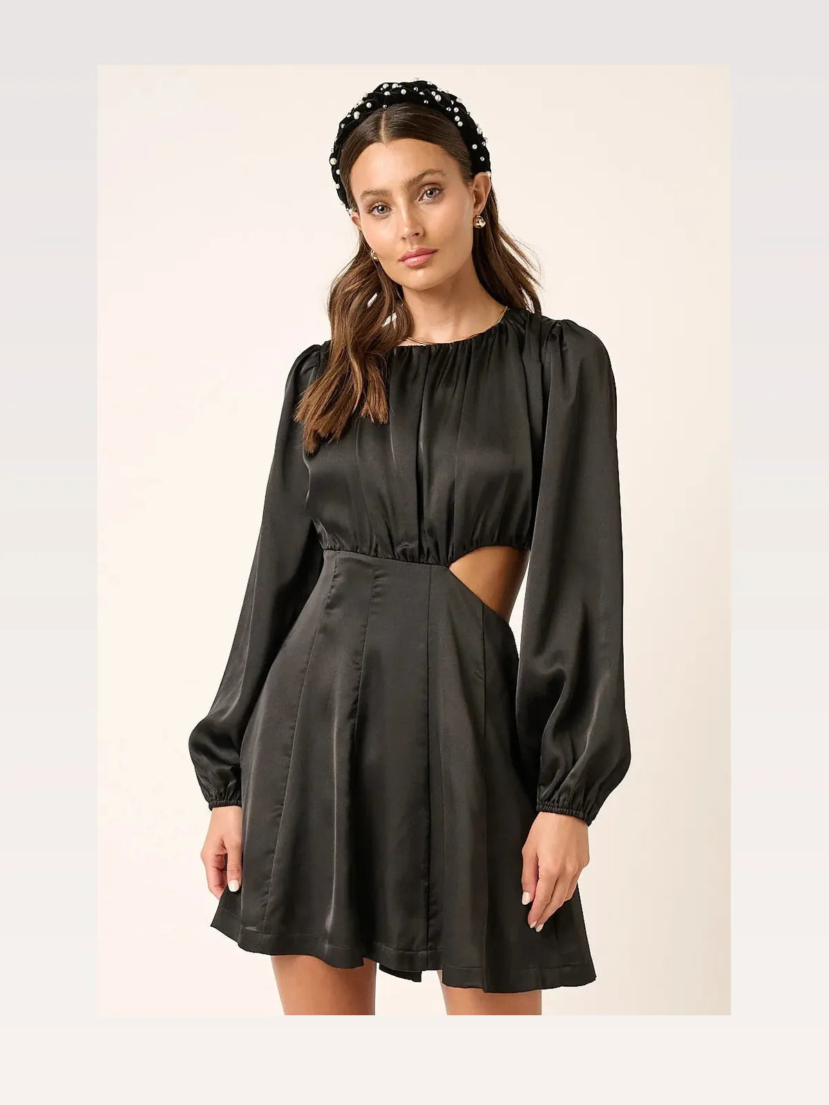 Satin Mini Dress with Side Cutout Detail