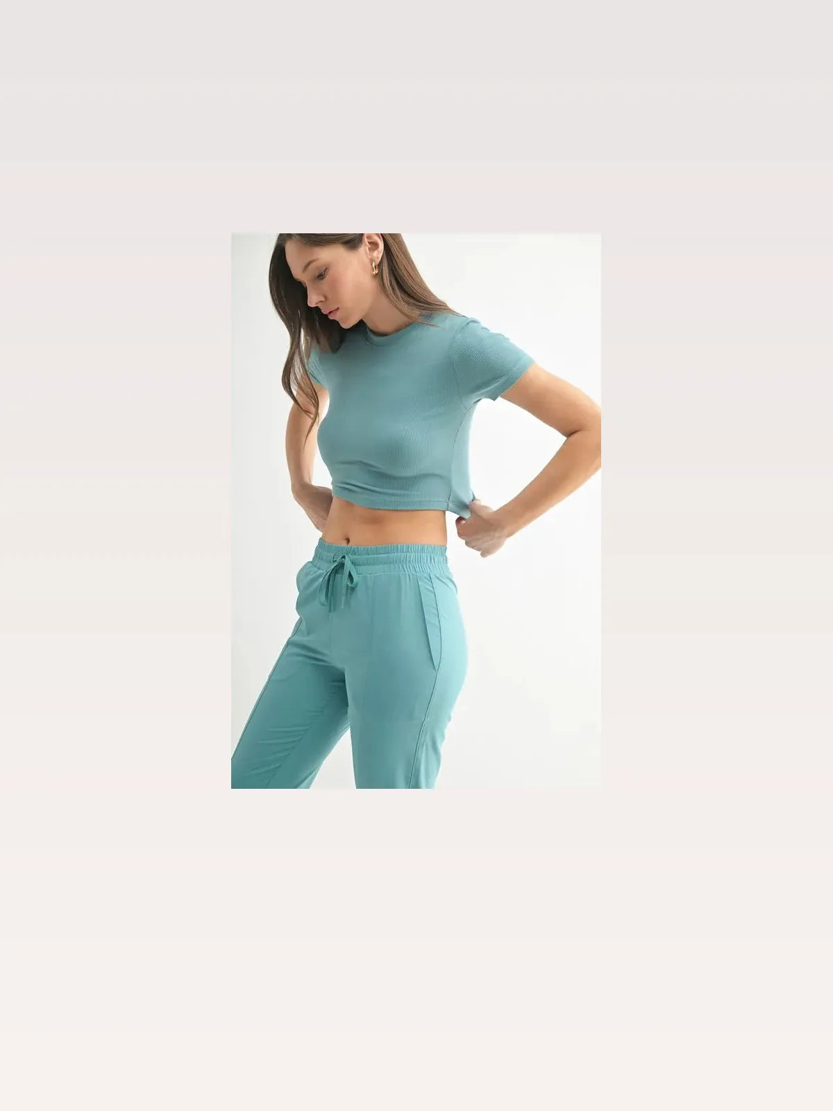 Micro-Ribbed Cropped Athleisure Tee