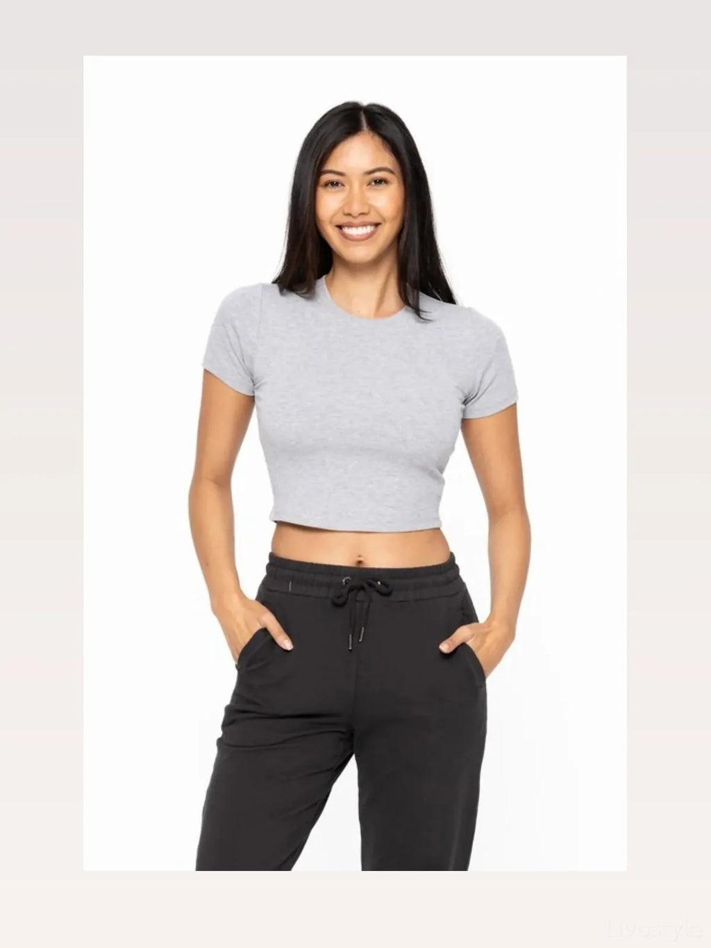 Micro-Ribbed Cropped Athleisure Tee