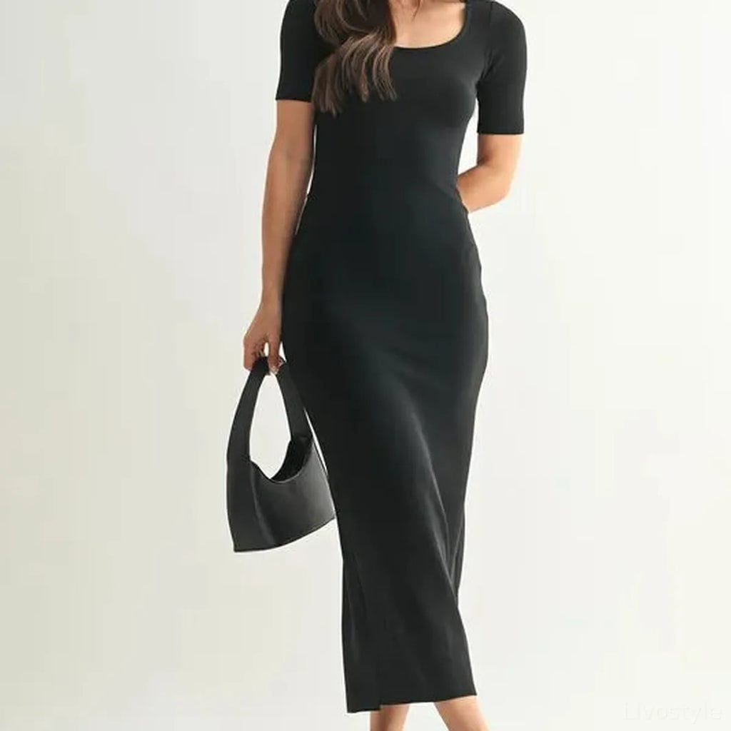 Soft Drape Ribbed Maxi Dress