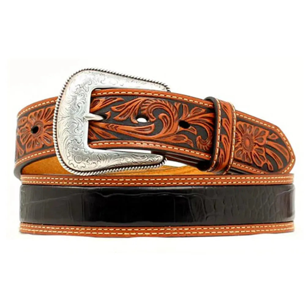 Nocona Crocodilian (Black/Brown) - Mens Belt