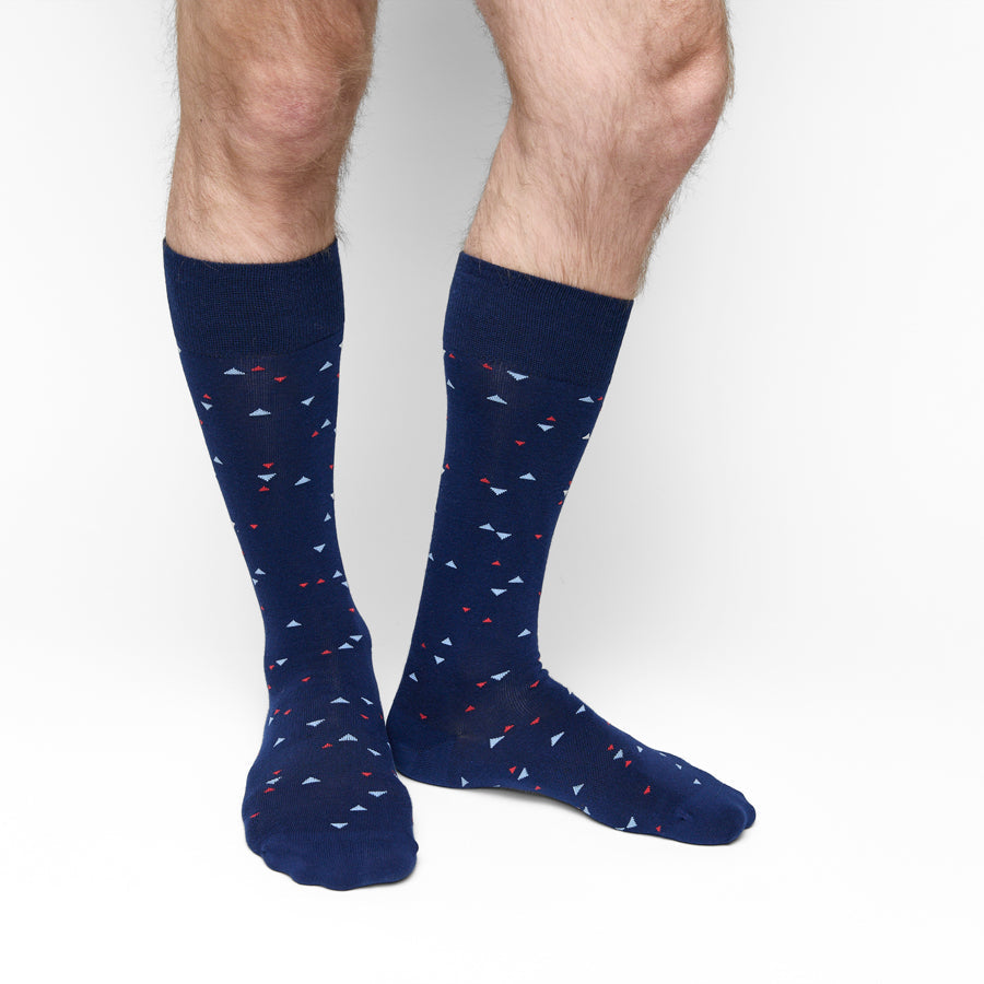Navy Chicklet Dress Socks
