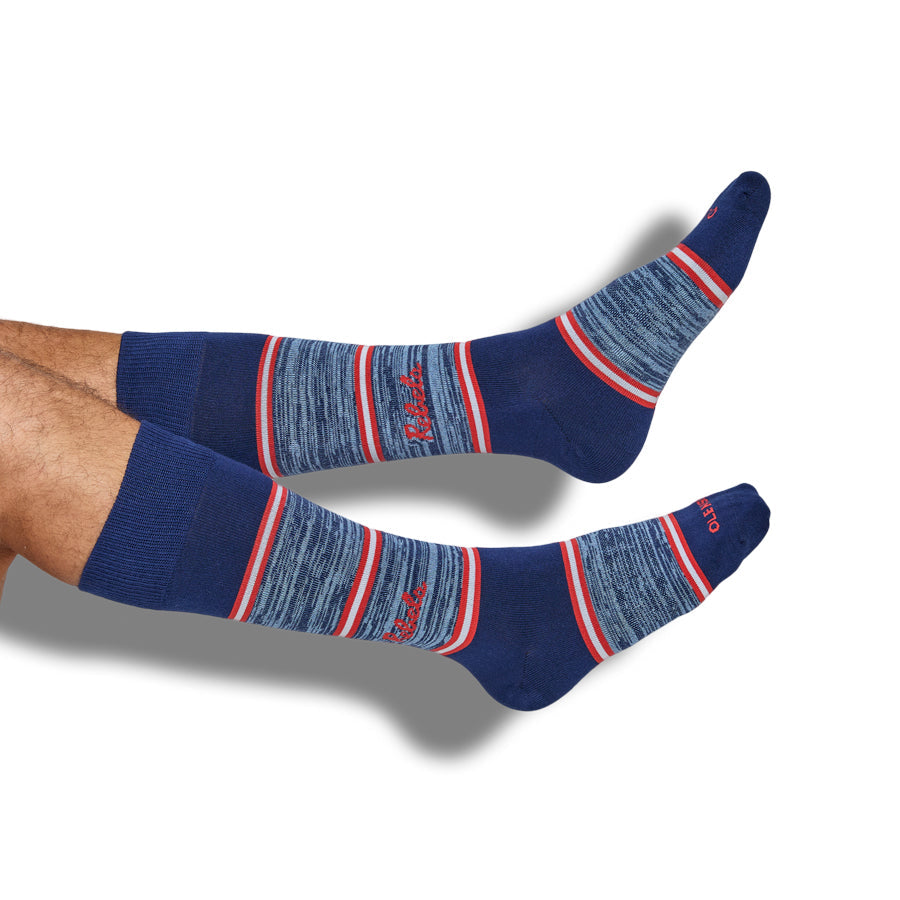 Navy Rebels Stripe Dress Socks