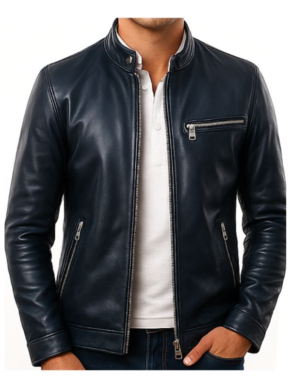 Men's Noah Black Leather Biker Jacket