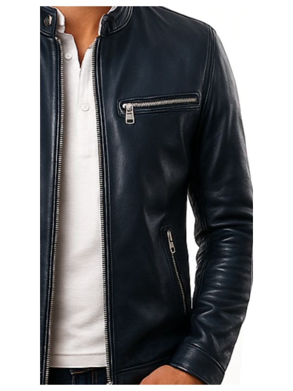 Men's Noah Black Leather Biker Jacket