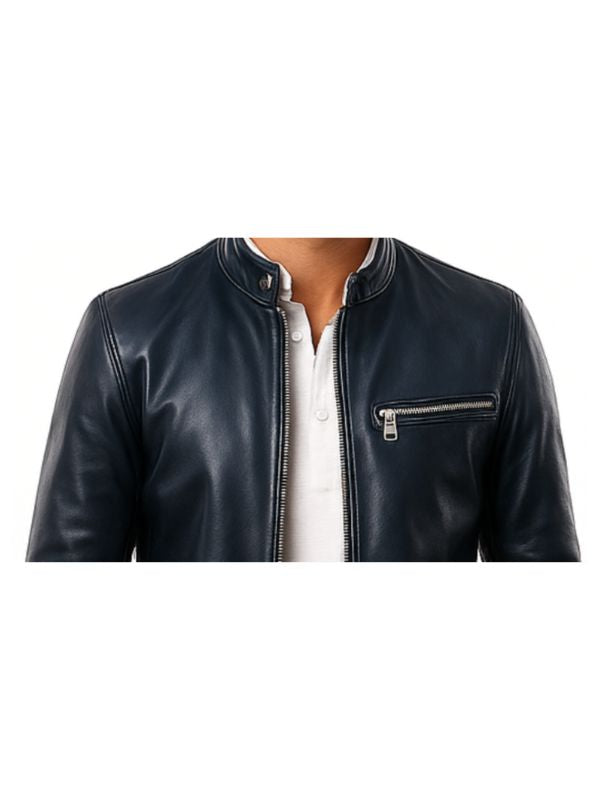 Men's Noah Black Leather Biker Jacket