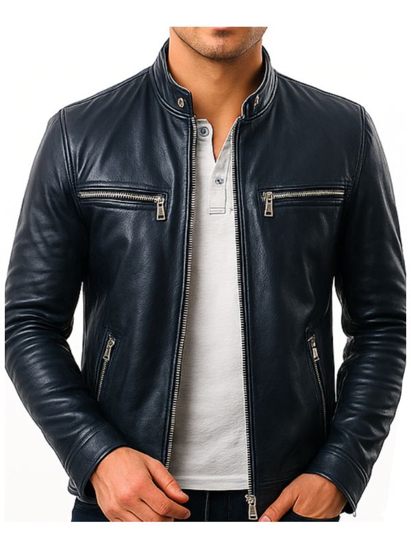Men's Oliver Black Leather Biker Jacket