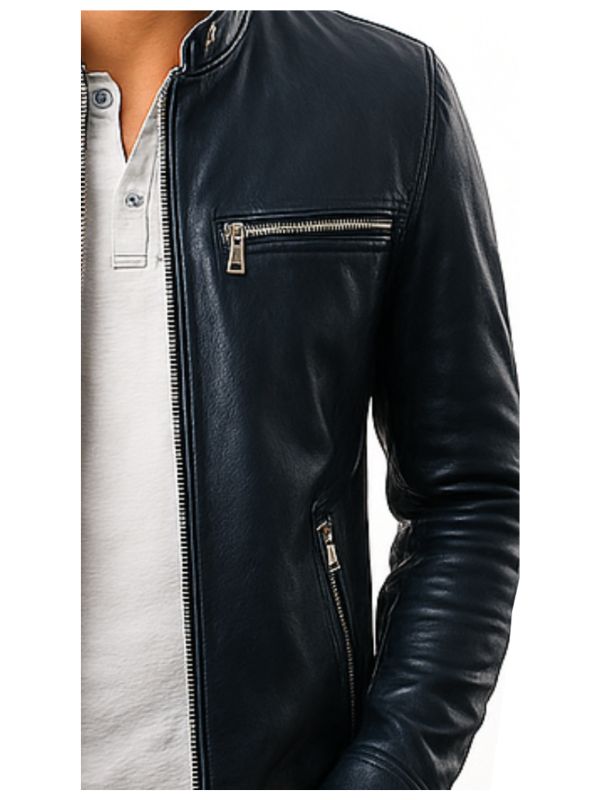 Men's Oliver Black Leather Biker Jacket