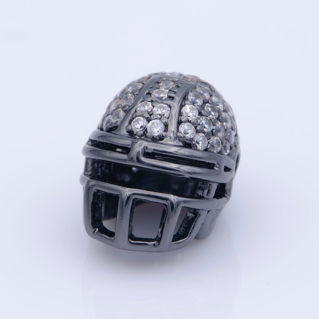 On Sale! CLEARANCE! Cubic Zirconia Crystal American Football Sport Hemet, Copper Gold Filled Charm CONNECTOR Bracelet Design Plated Material For Jewelry Making F-295