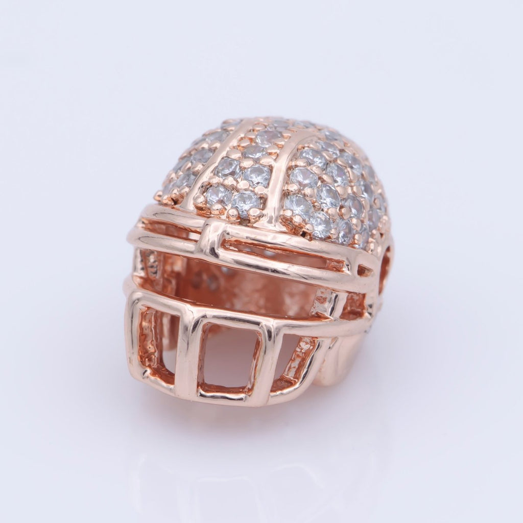 On Sale! CLEARANCE! Cubic Zirconia Crystal American Football Sport Hemet, Copper Gold Filled Charm CONNECTOR Bracelet Design Plated Material For Jewelry Making F-295