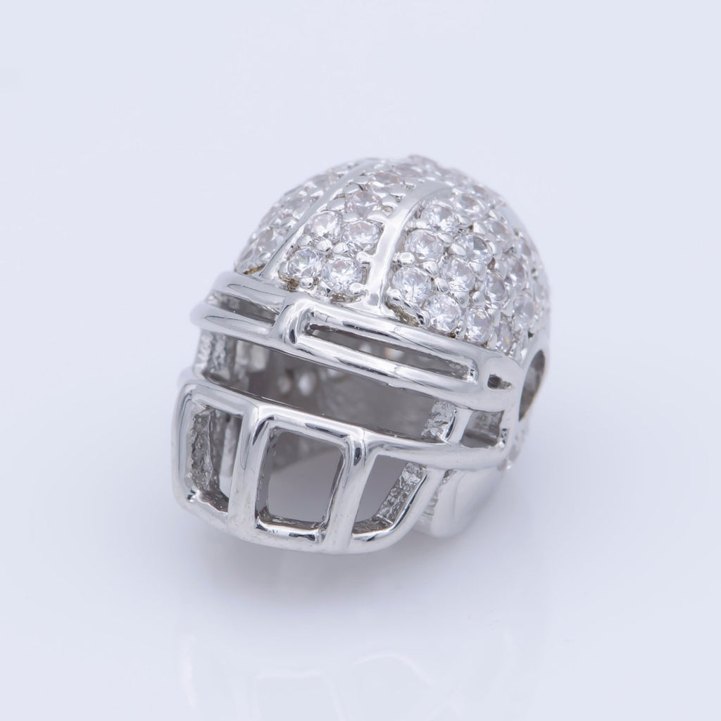 On Sale! CLEARANCE! Cubic Zirconia Crystal American Football Sport Hemet, Copper Gold Filled Charm CONNECTOR Bracelet Design Plated Material For Jewelry Making F-295