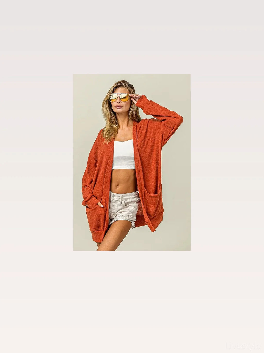 Cozy Open Front Cardigan with Drop Shoulders & Pockets