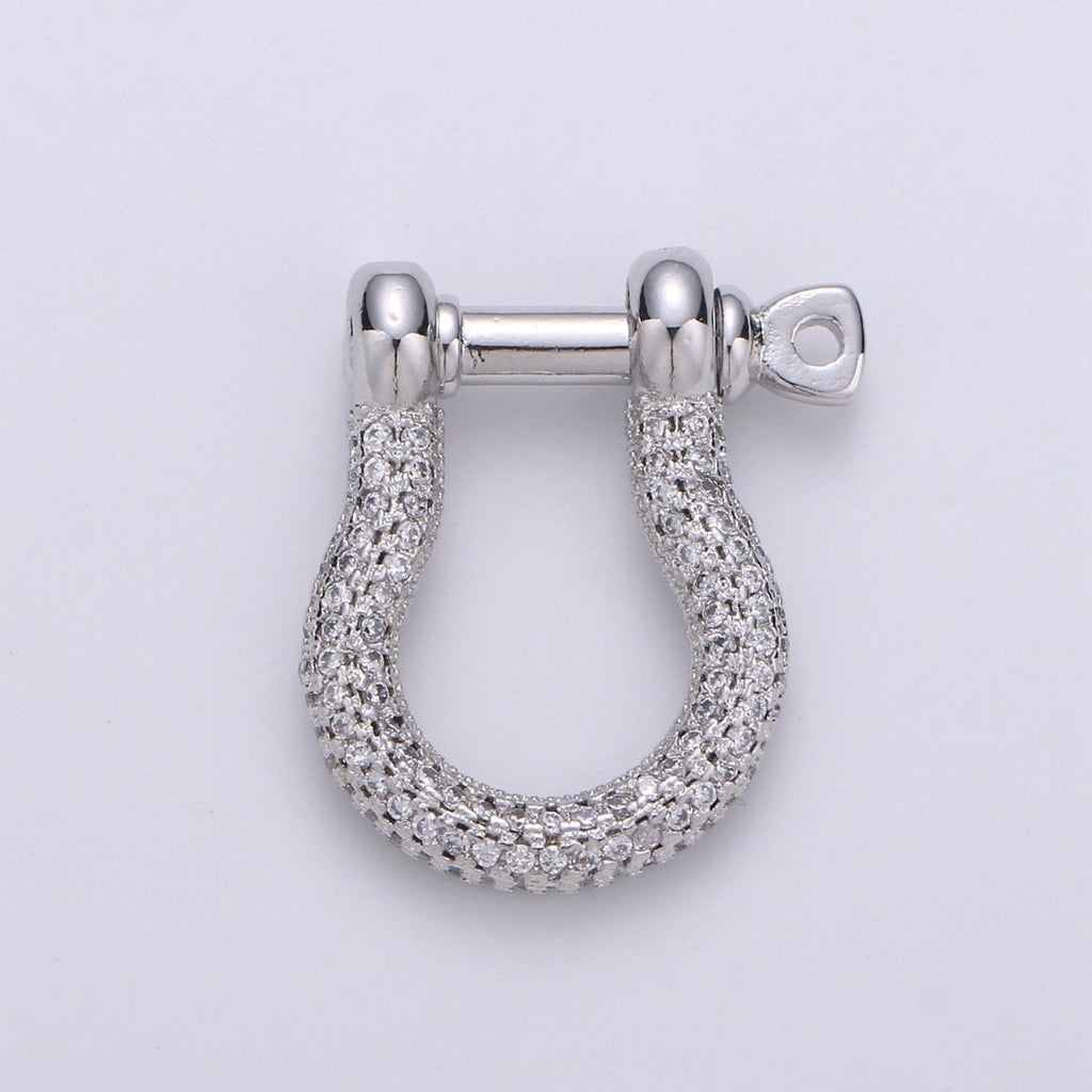 OS Gold Shackle Clasp U Lock Clasp With Screw Rod for U Lock Micro Pave Carabiner clasp Cz Anchor Shackle for Jewelry Making K-924 K-925
