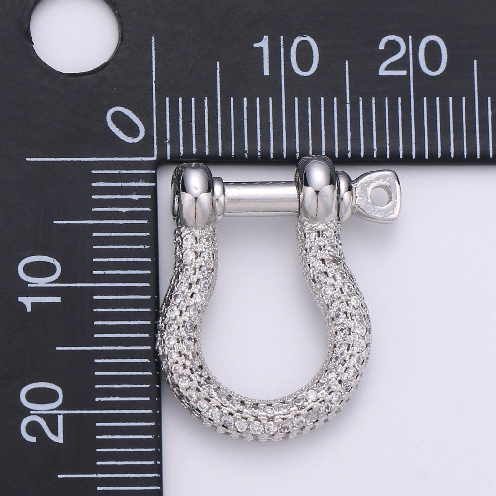 OS Gold Shackle Clasp U Lock Clasp With Screw Rod for U Lock Micro Pave Carabiner clasp Cz Anchor Shackle for Jewelry Making K-924 K-925