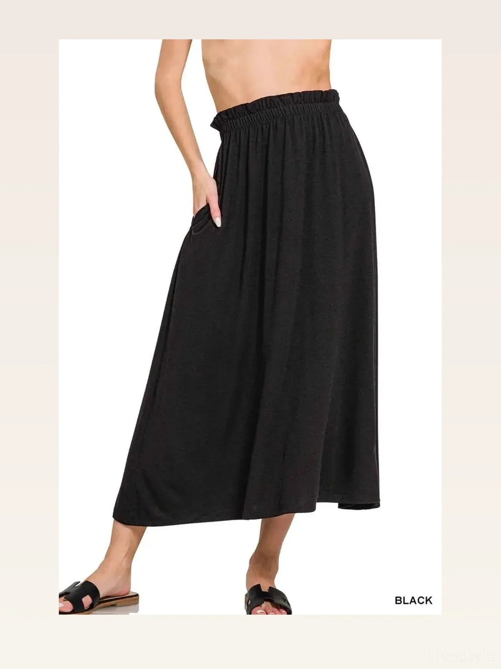 Paperbag Waist Midi Skirt with Pockets