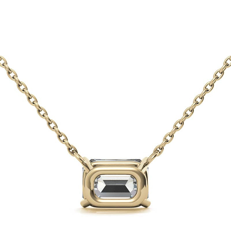 2.00 CTW AGI Certified Lab-Grown Emerald-Cut Diamond Solitaire Pendant in Choice Of 14K White or Yellow Gold