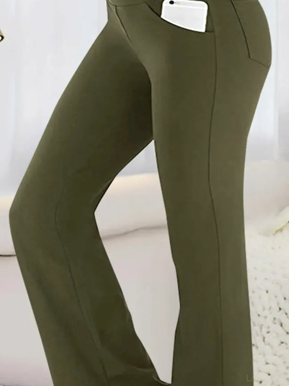 Pocketed High Waist Bootcut Active Pants