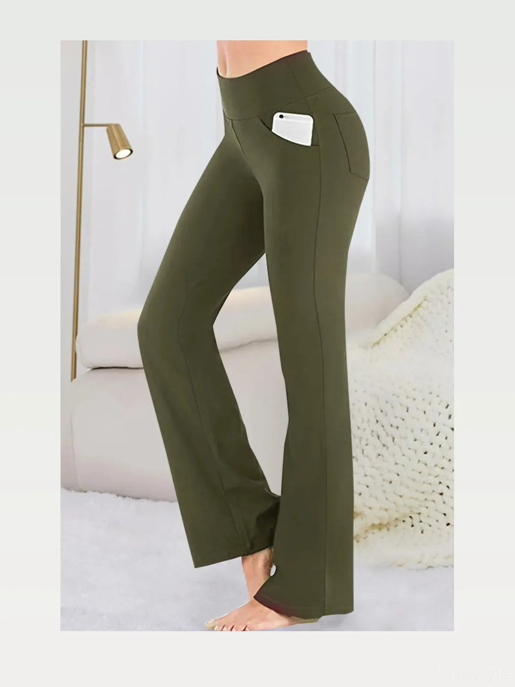 Pocketed High Waist Bootcut Active Pants