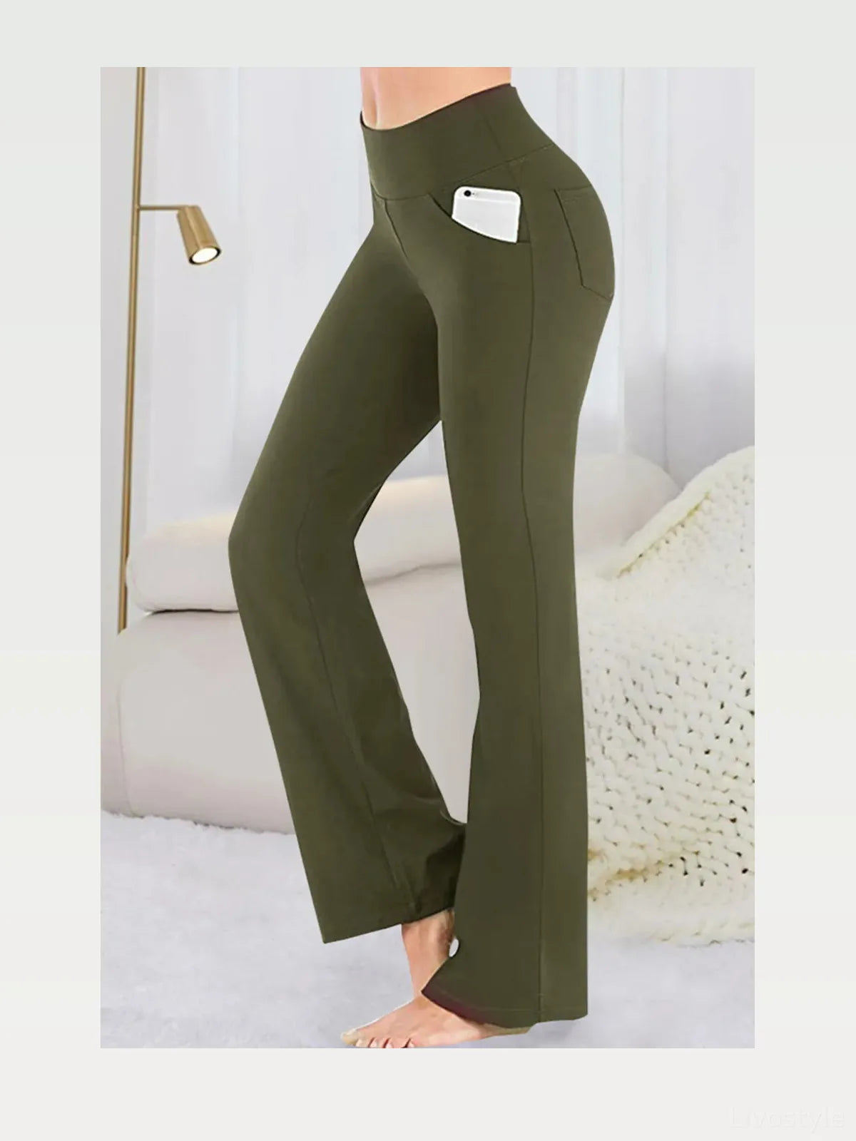 Pocketed High Waist Bootcut Active Pants