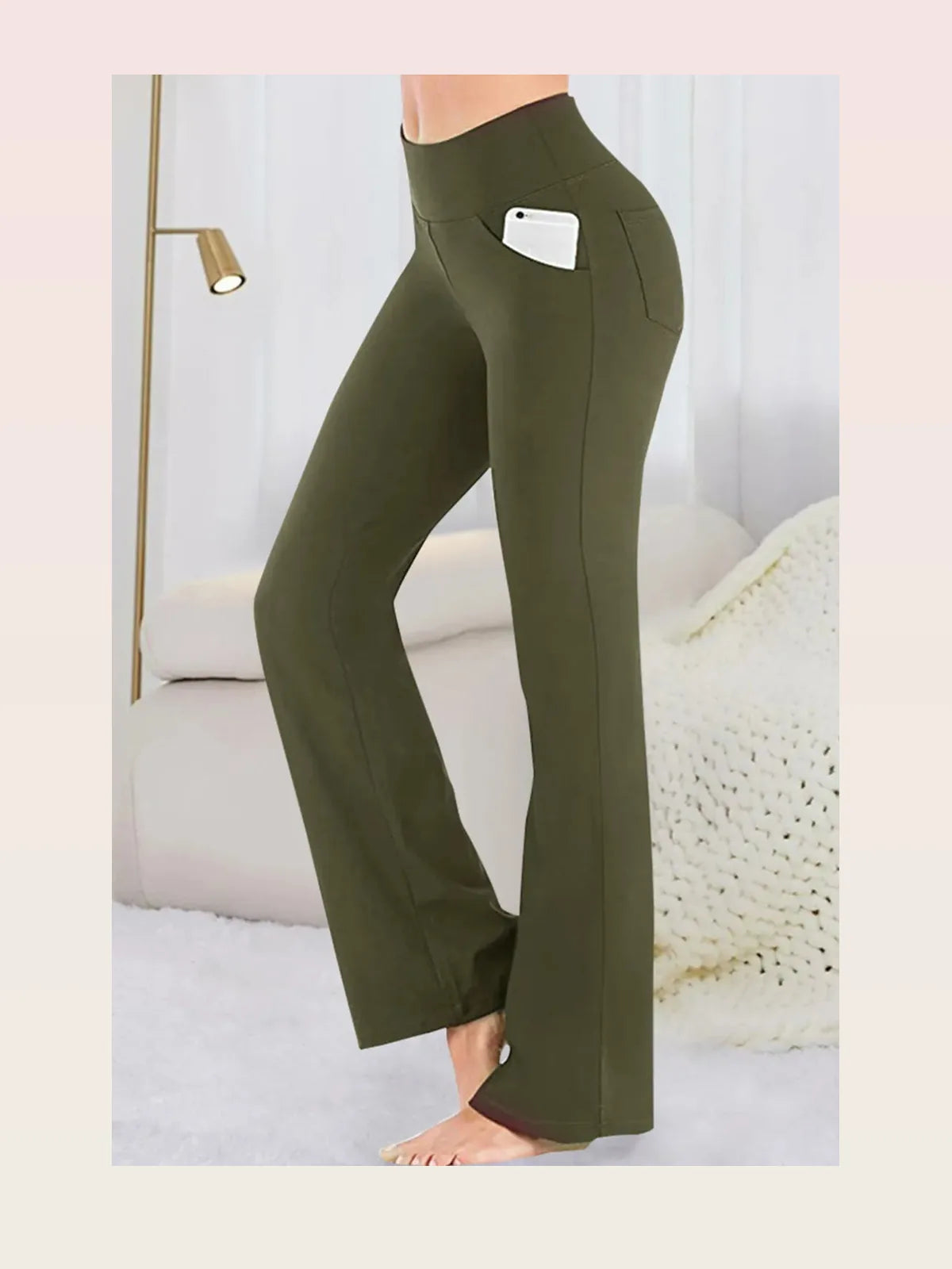 Pocketed High Waist Bootcut Active Pants