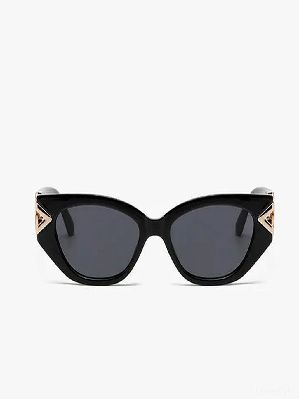 Acetate Cat-Eye Sunglasses with Gold Accent and UV Protection