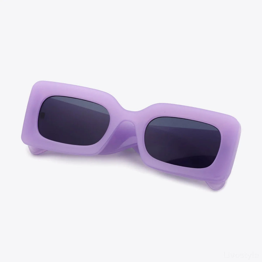Polycarbonate Frame Rectangle Sunglasses in Lilac