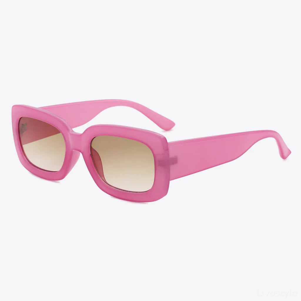 Polycarbonate Frame Rectangle Sunglasses in Pink Gradient