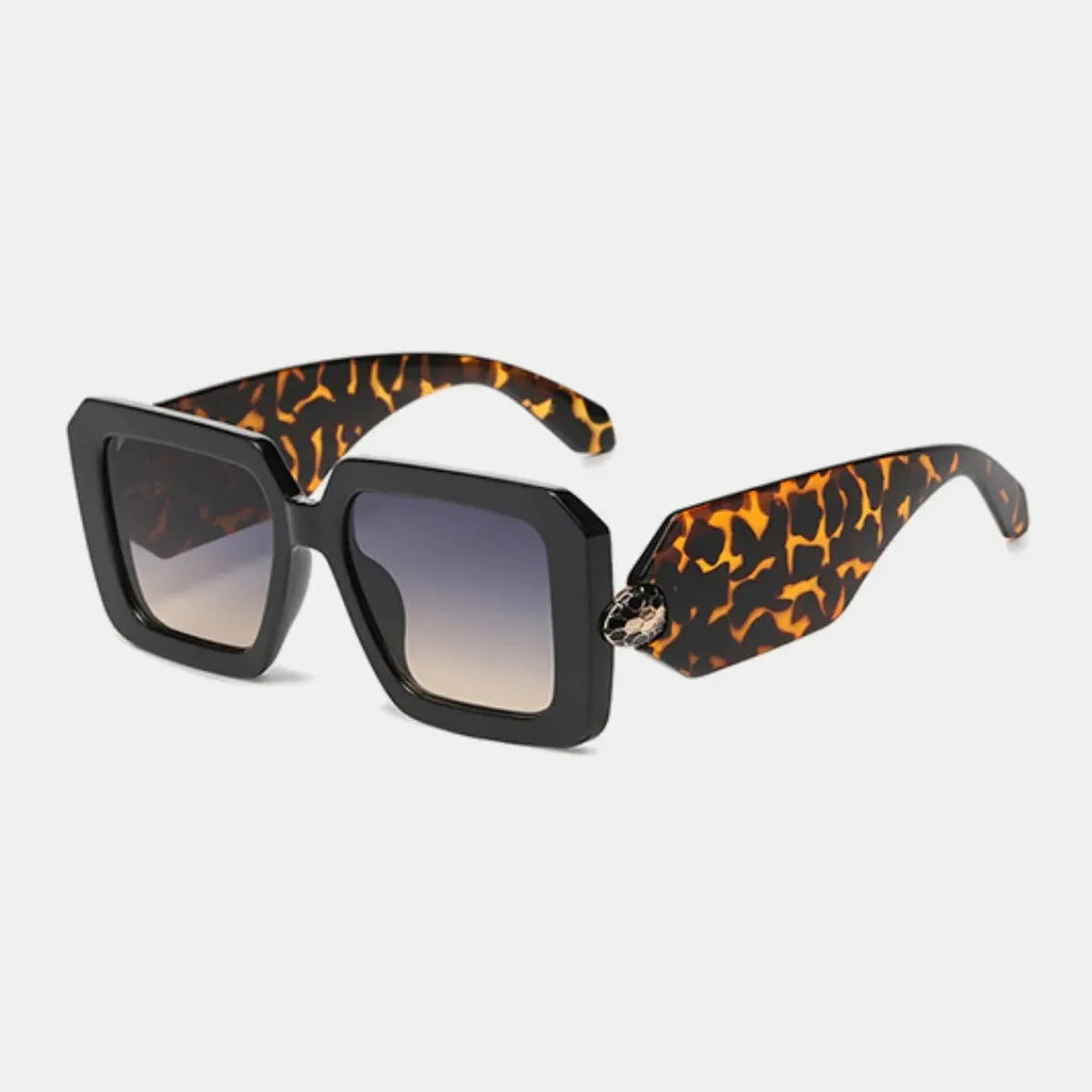 Square Frame Gradient Lens Sunglasses in Animal Print