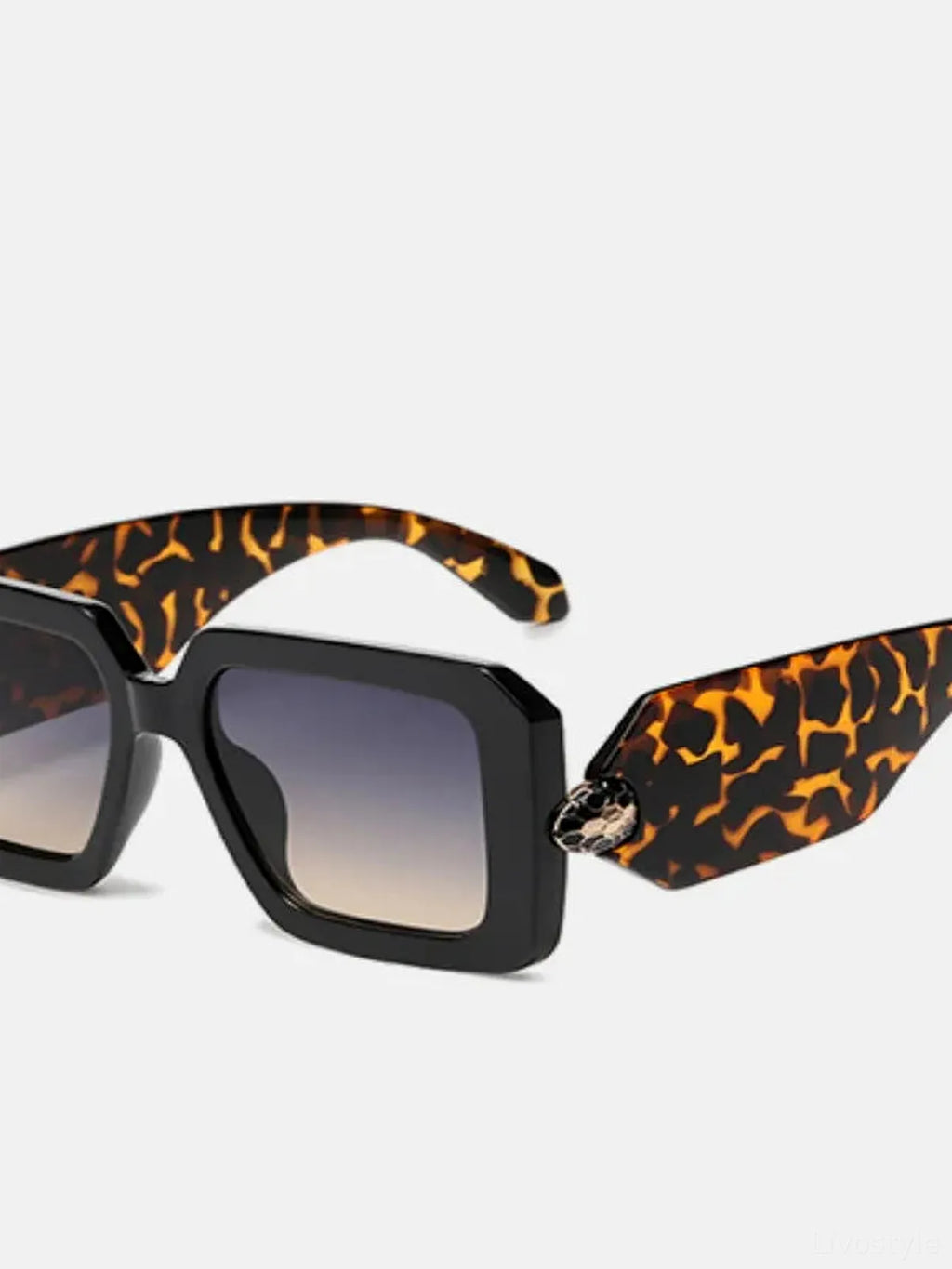 Square Frame Gradient Lens Sunglasses in Animal Print