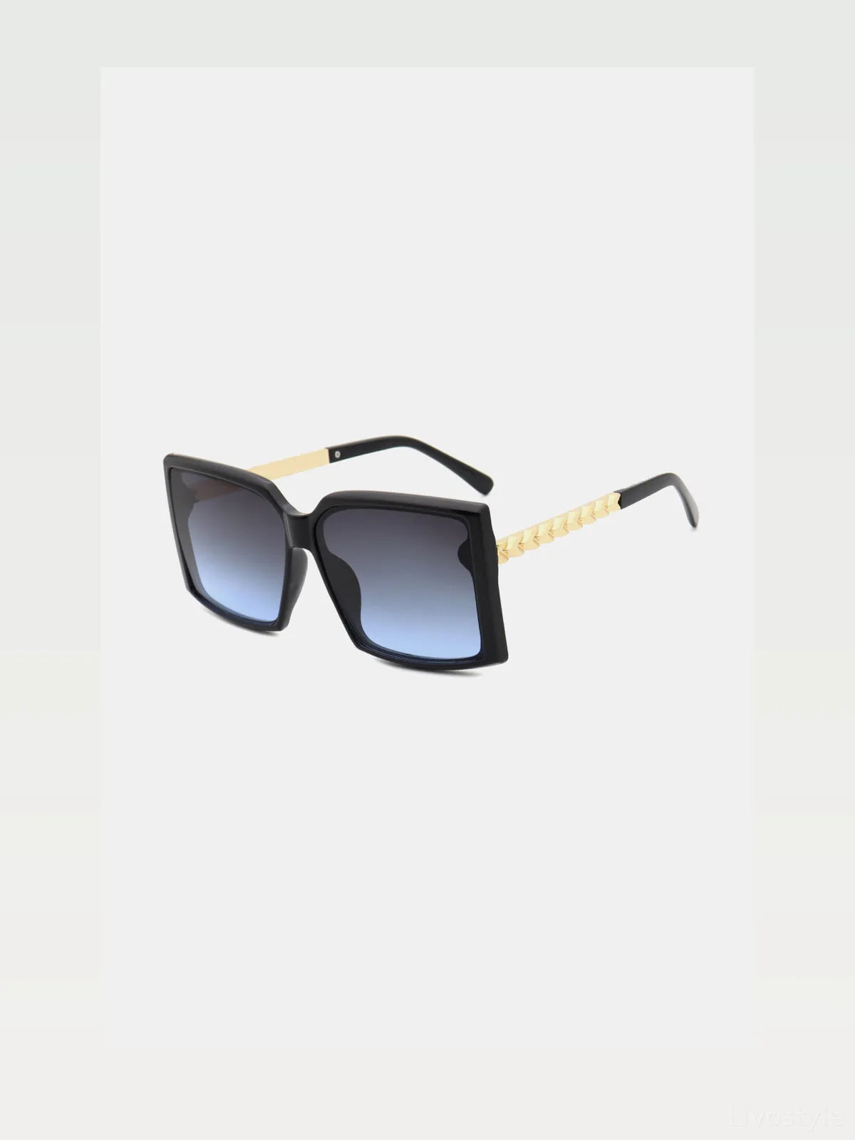 Square Polycarbonate Sunglasses with Gold Accents and Gradient Lenses