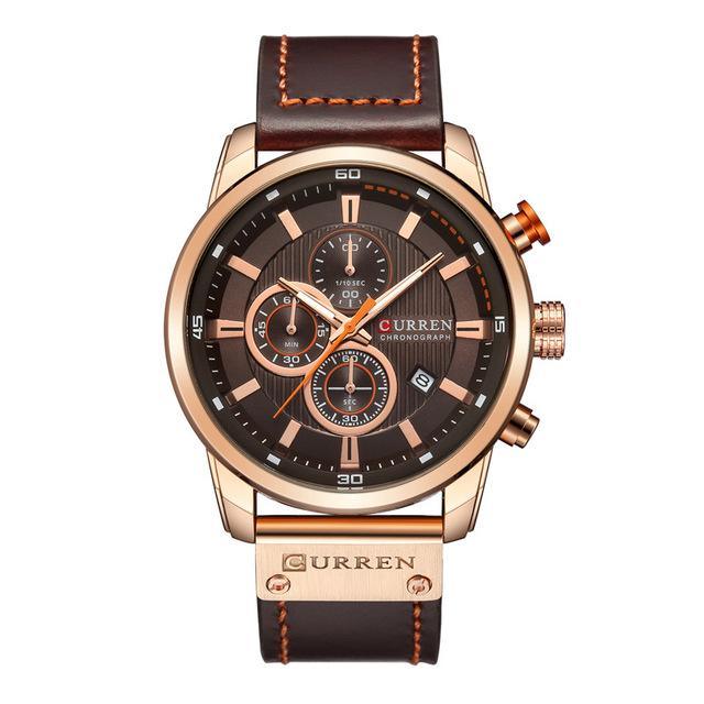 Men's Waterproof Elegant Sport Watch With Chronometers Day View, Leather  Belts And Hardlex Scratch Resistant Glass Perfect Gift For Him