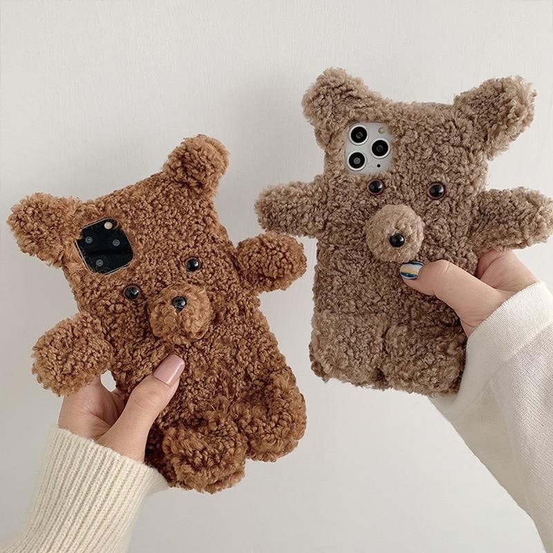 3D Cartoon Plush Bear iPhone Case