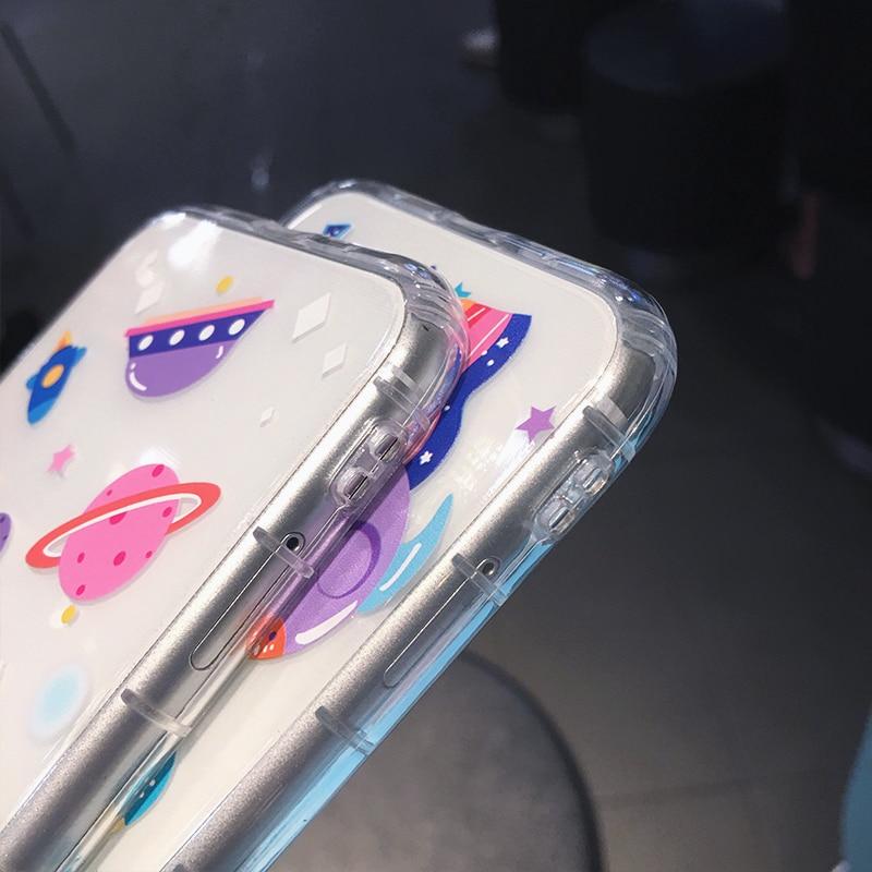 Cartoon Astronaut Planet Transparent iPhone Case