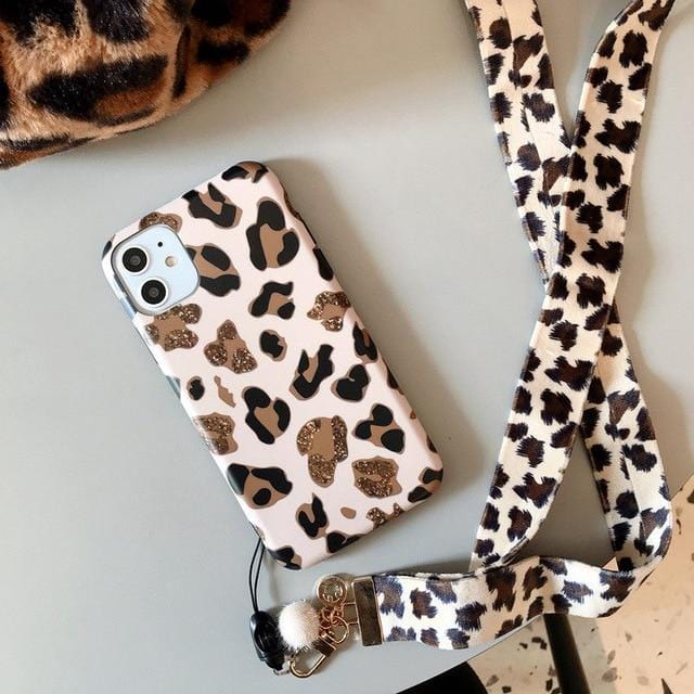 Leopard Print Lanyard iPhone Case