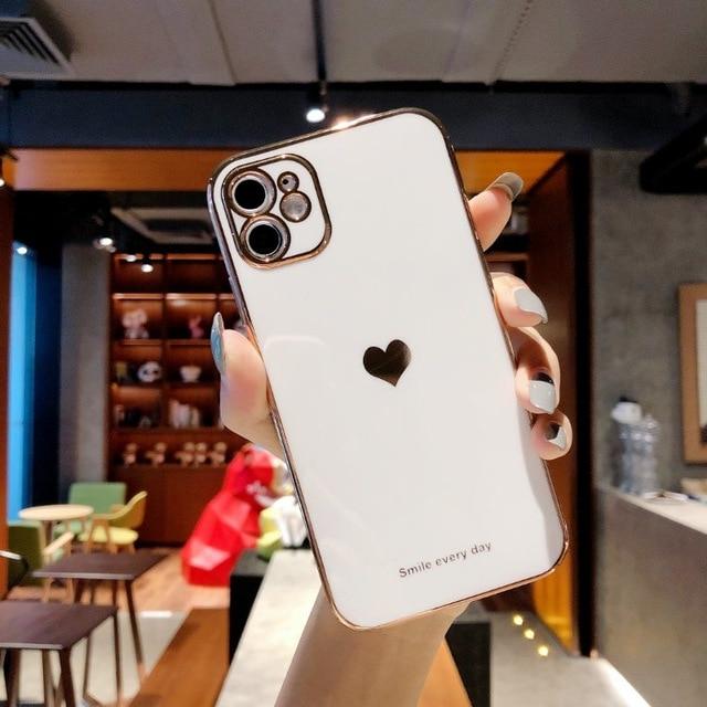 Protective Electroplated Love Heart iPhone Case