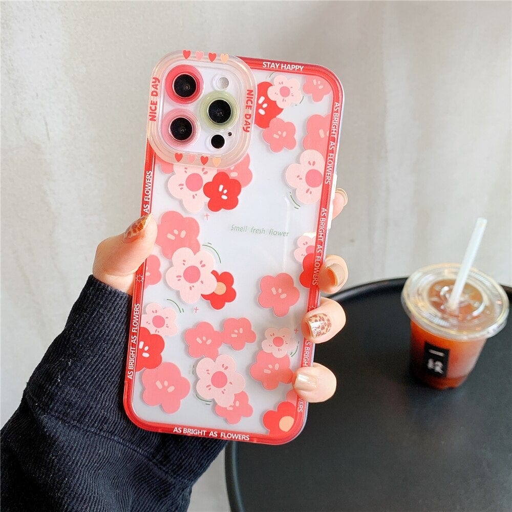 Transparent Fashion Flowers iPhone Case