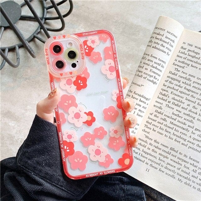 Transparent Fashion Flowers iPhone Case