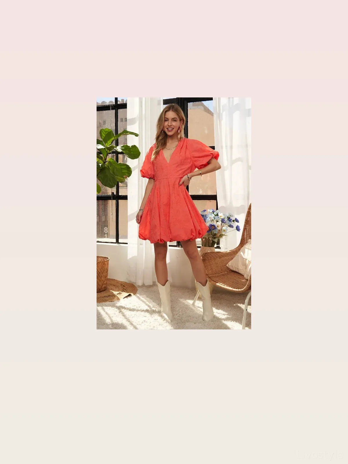 Floral Puff Sleeve Mini Dress