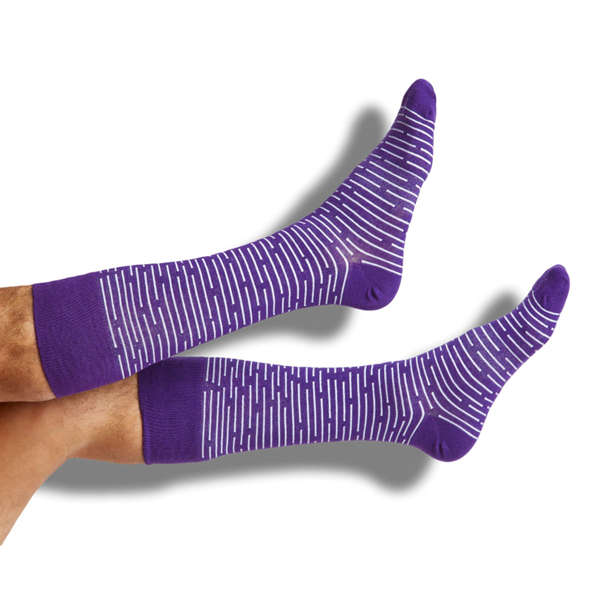 Purple / White Broken Stripe Dress Socks