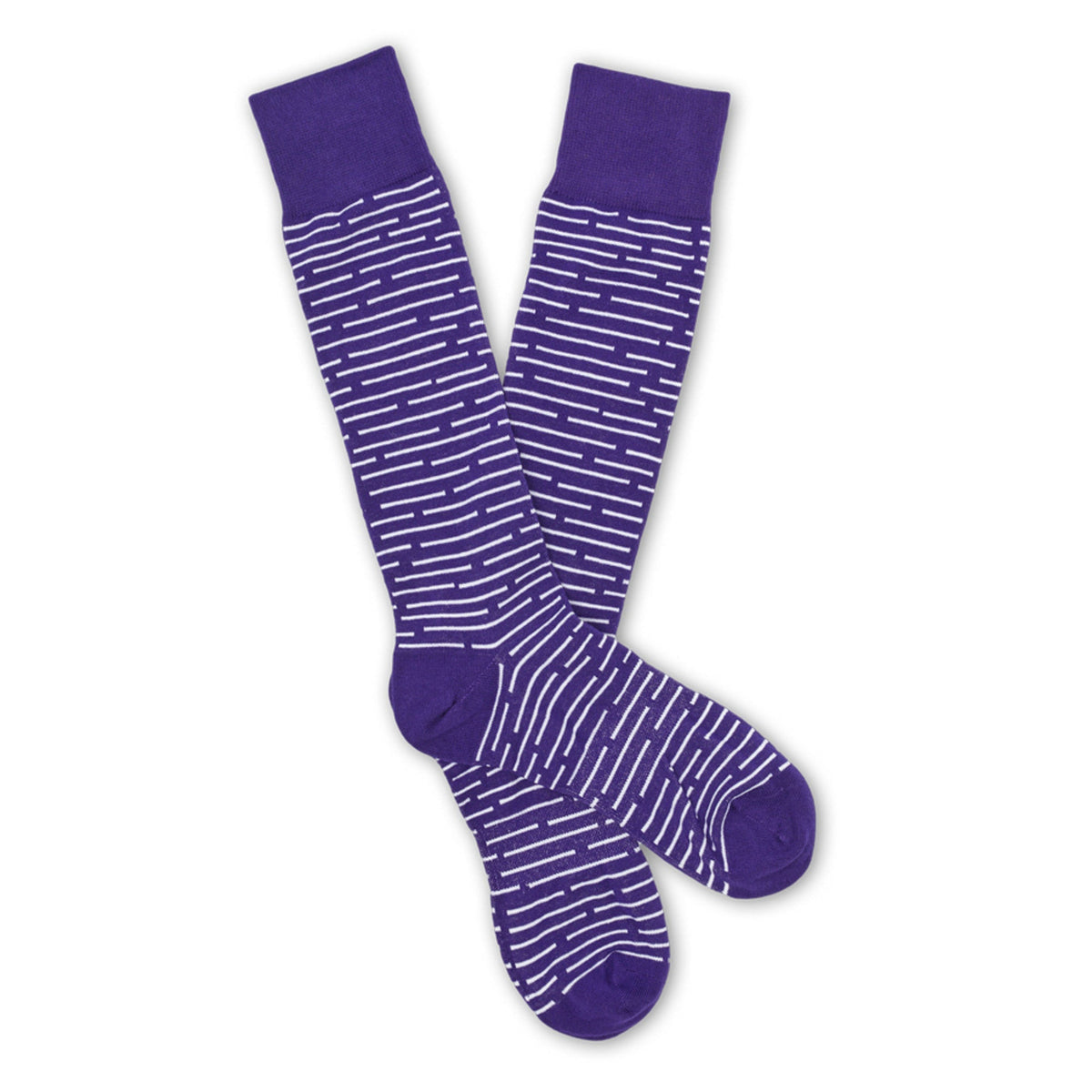Purple / White Broken Stripe Dress Socks