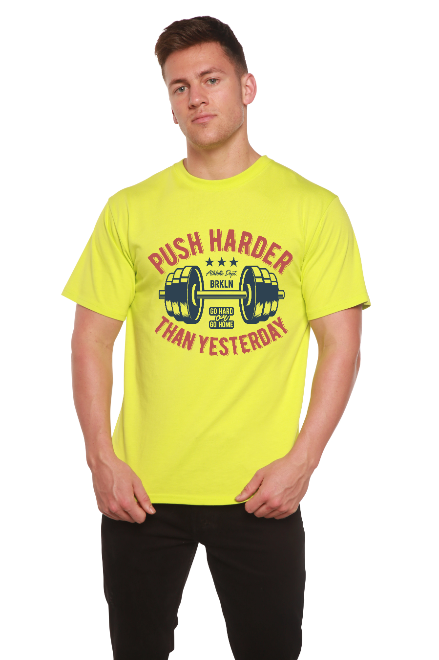 Push Harder Men's Bamboo Viscose/Organic Cotton Short Sleeve Graphic T-Shirt