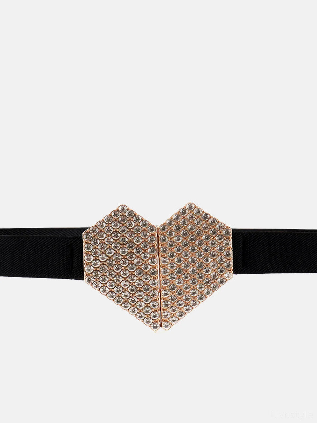 Rhinestone Heart Buckle Elastic Belt