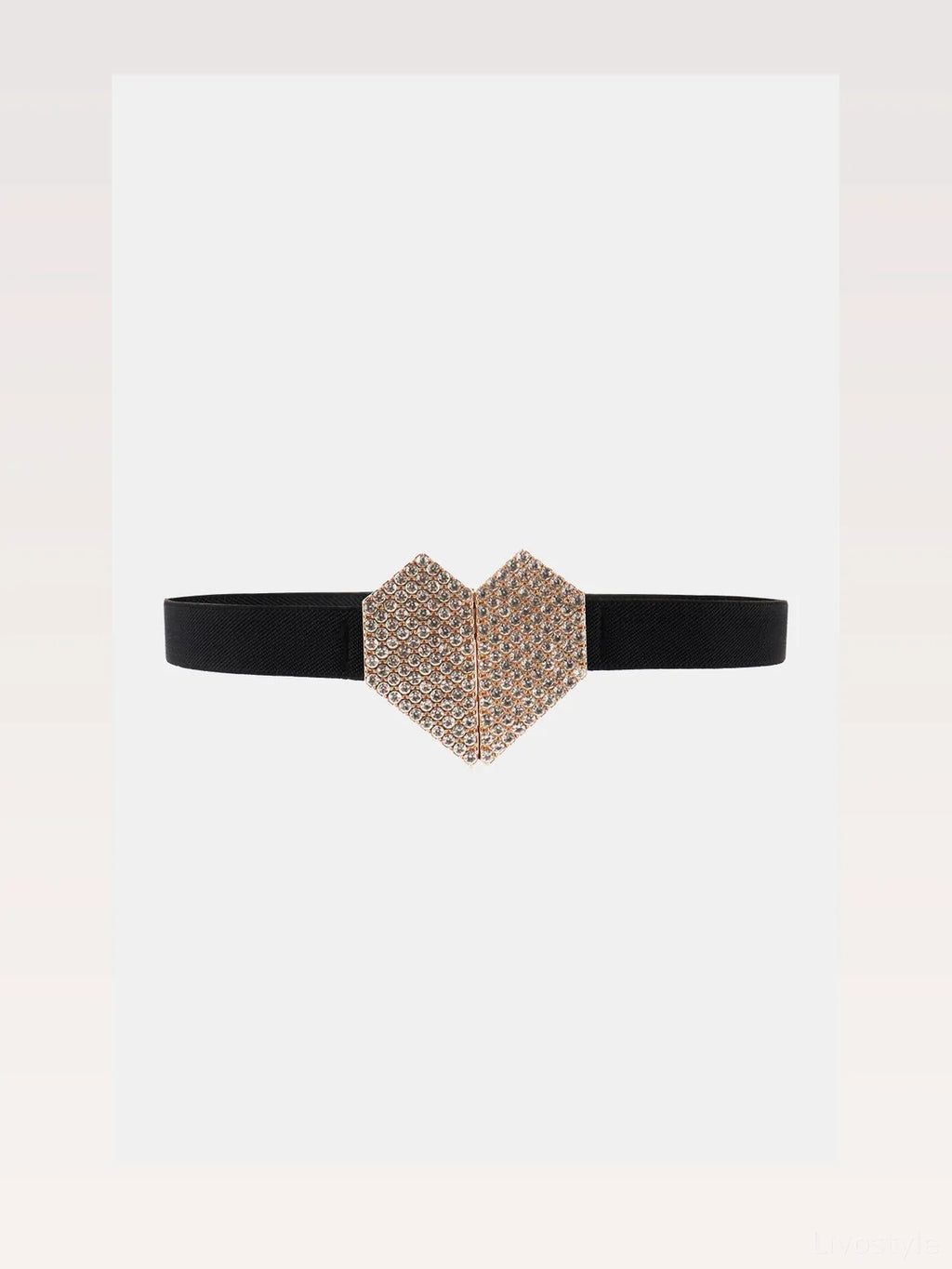 Rhinestone Heart Buckle Elastic Belt