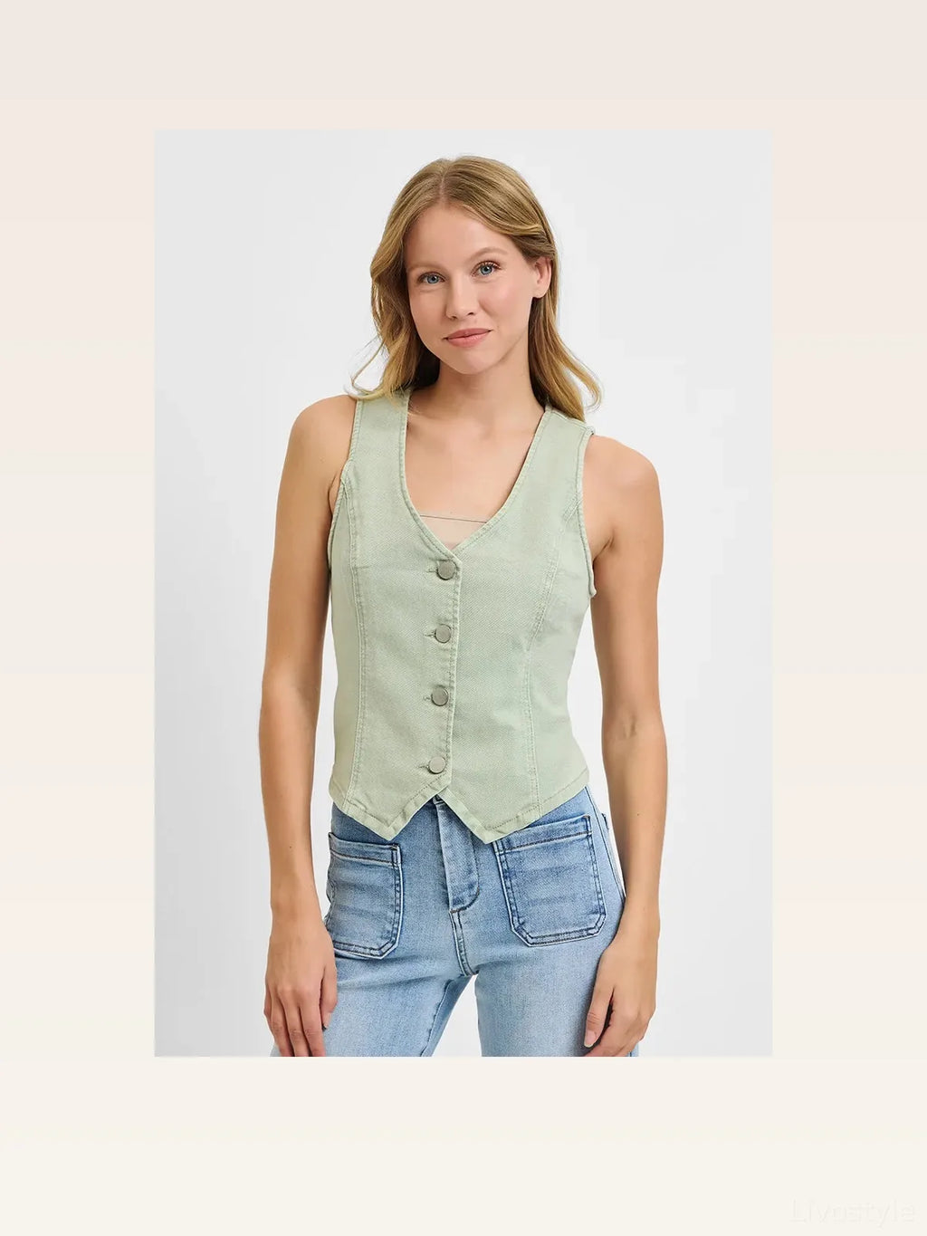 V Neck Button Down Vest