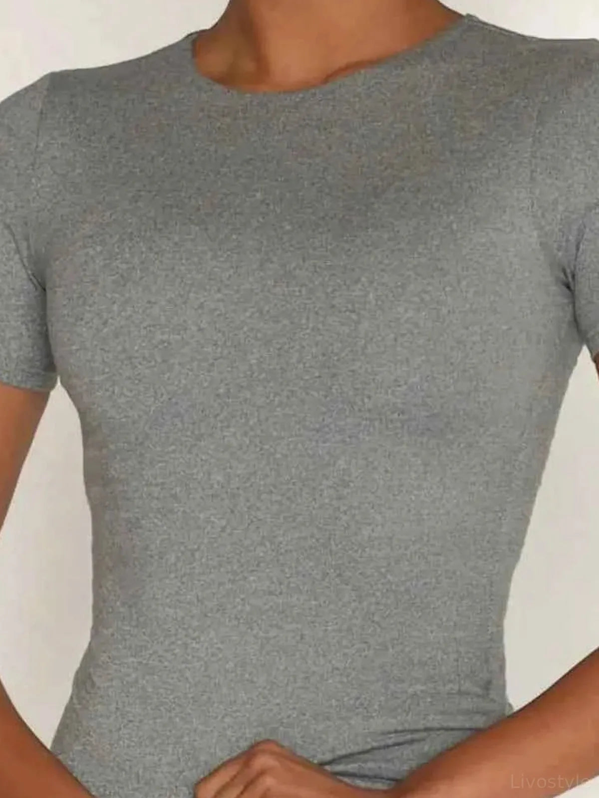 Round Neck Short Sleeve Swim Top
