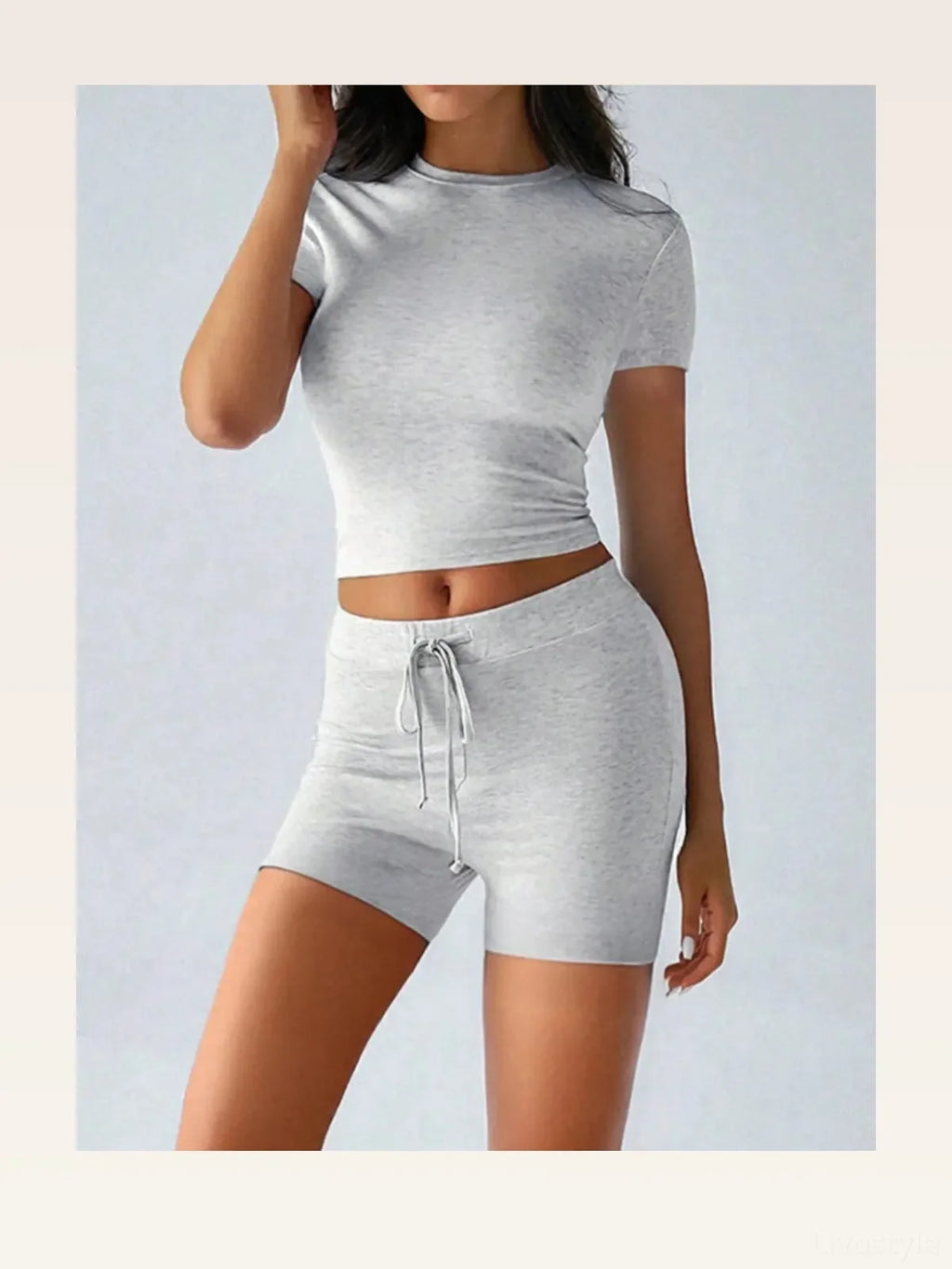 Ribbed Knit Round Neck Short Sleeve Top and Shorts Set